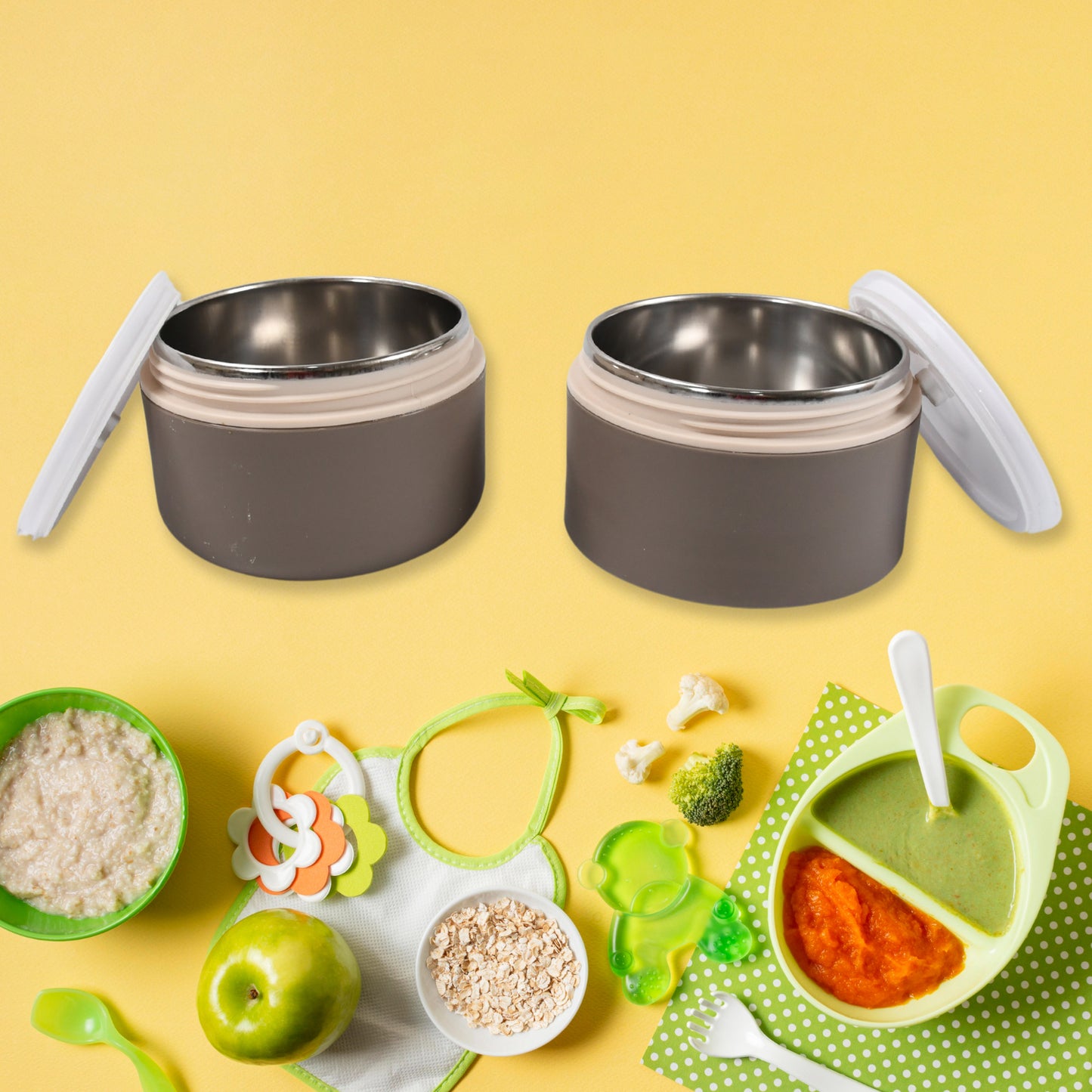 Ganesh Smart Stack 2 Layer Protable Lunch Box Stainless Steel Airtight