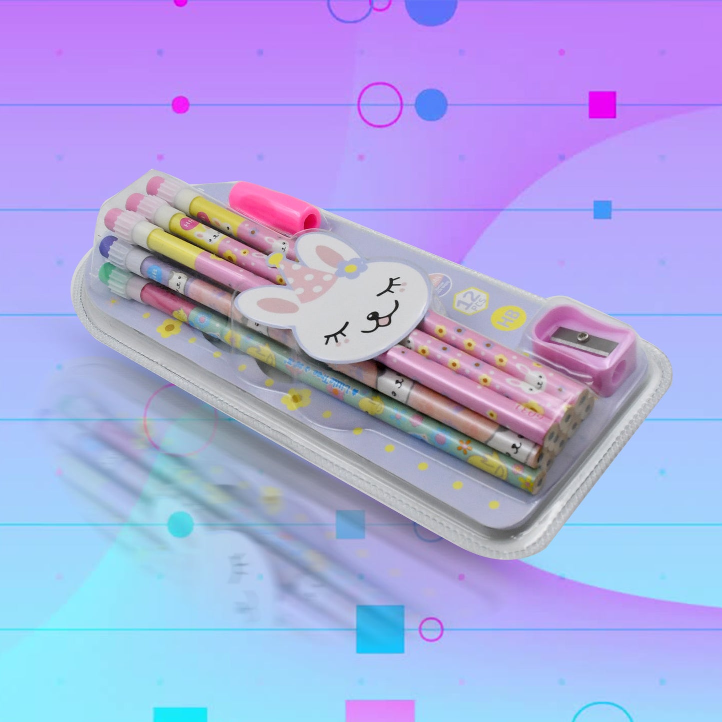 Cute Rabbit Bear Drawing Graphite Writing Pencil Stationery Kit With Pencil Sharpener  Eraser Pencil And Eraser Set With Eraser For Kids For Girls Fancy School Stationary Birthday Party Return Gift (14 Pc Set)
