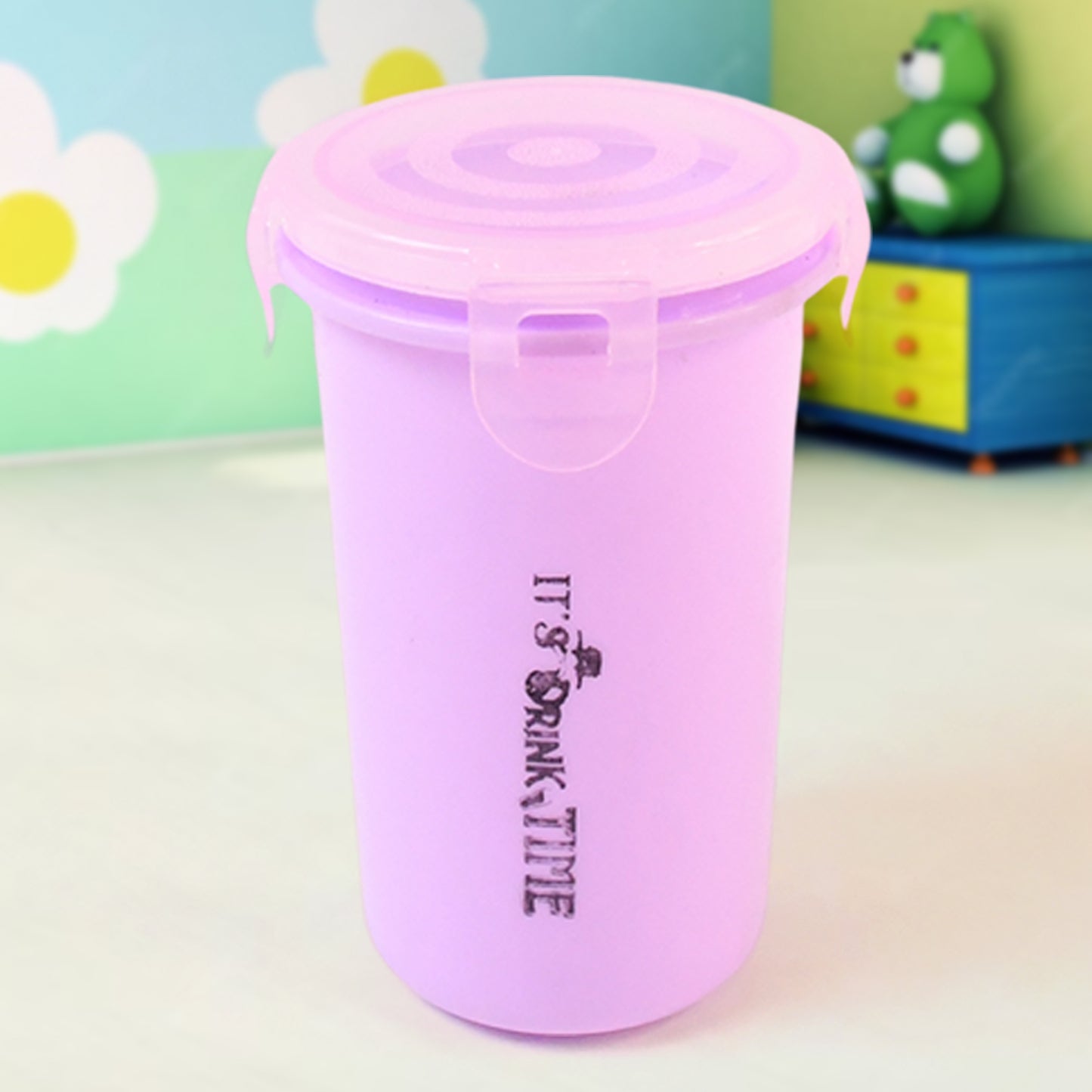Plastic Lunch Box With Small Box Bottle Spoon For Kids (4 Pc Set)