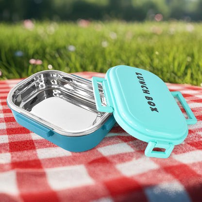 3 In 1 Stainless Steel Lunch Box With Plastic Small Box Spoon (1 Set)