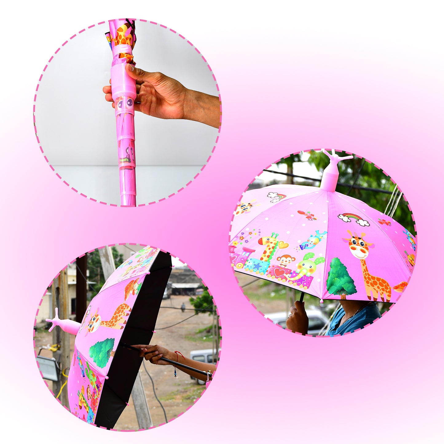 Umbrella With Handle And Lightweight Safety Round Plastic Cap