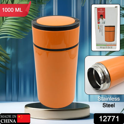 Stainless Steel Water Bottle With Foldable Spoon (1000 Ml)