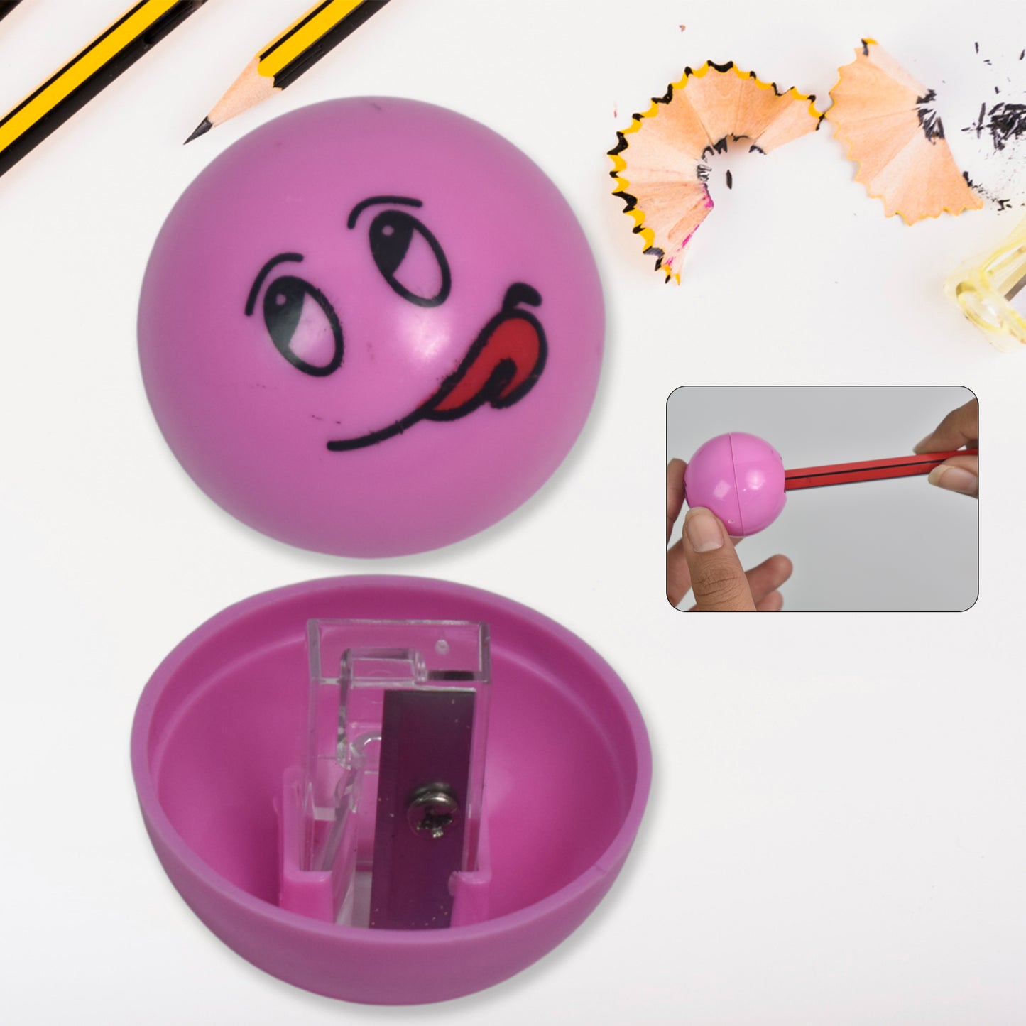 Round Shape Mix Design Pencil Sharpener (1 Pc)