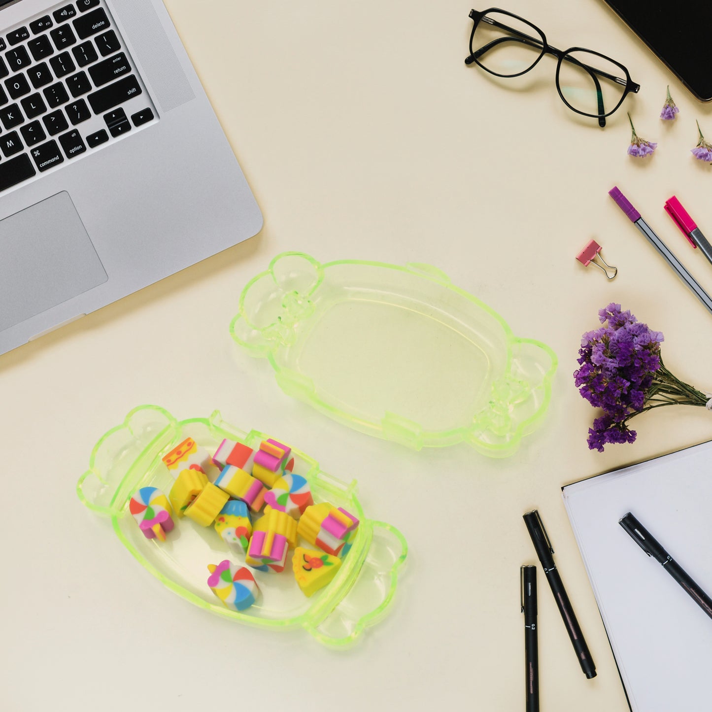 Cute School Eraser Set Cute Eraser Multi Design Rubber Erasers For Pencil Cleaning Stationery School Student Girl Kids (15 Pc In1 Set)
