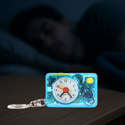 Mini Alarm Clock Keychain  1pc Portable Quartz Analog Clock Key Ring