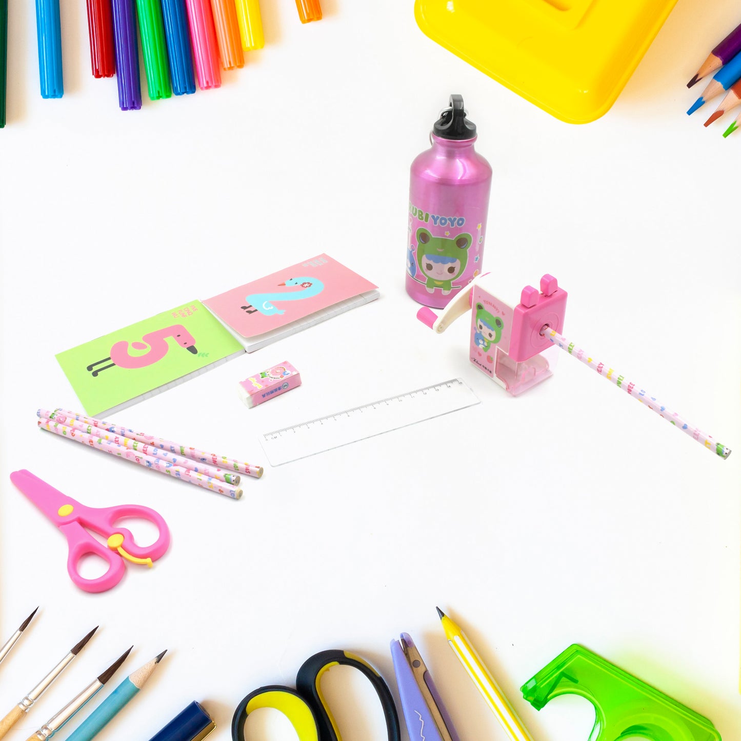 Stationery Kit 1 Pencil Box Compass Box 1 Eraser 1 Scissors 1 Ruler 4 Pencils (12 pc)