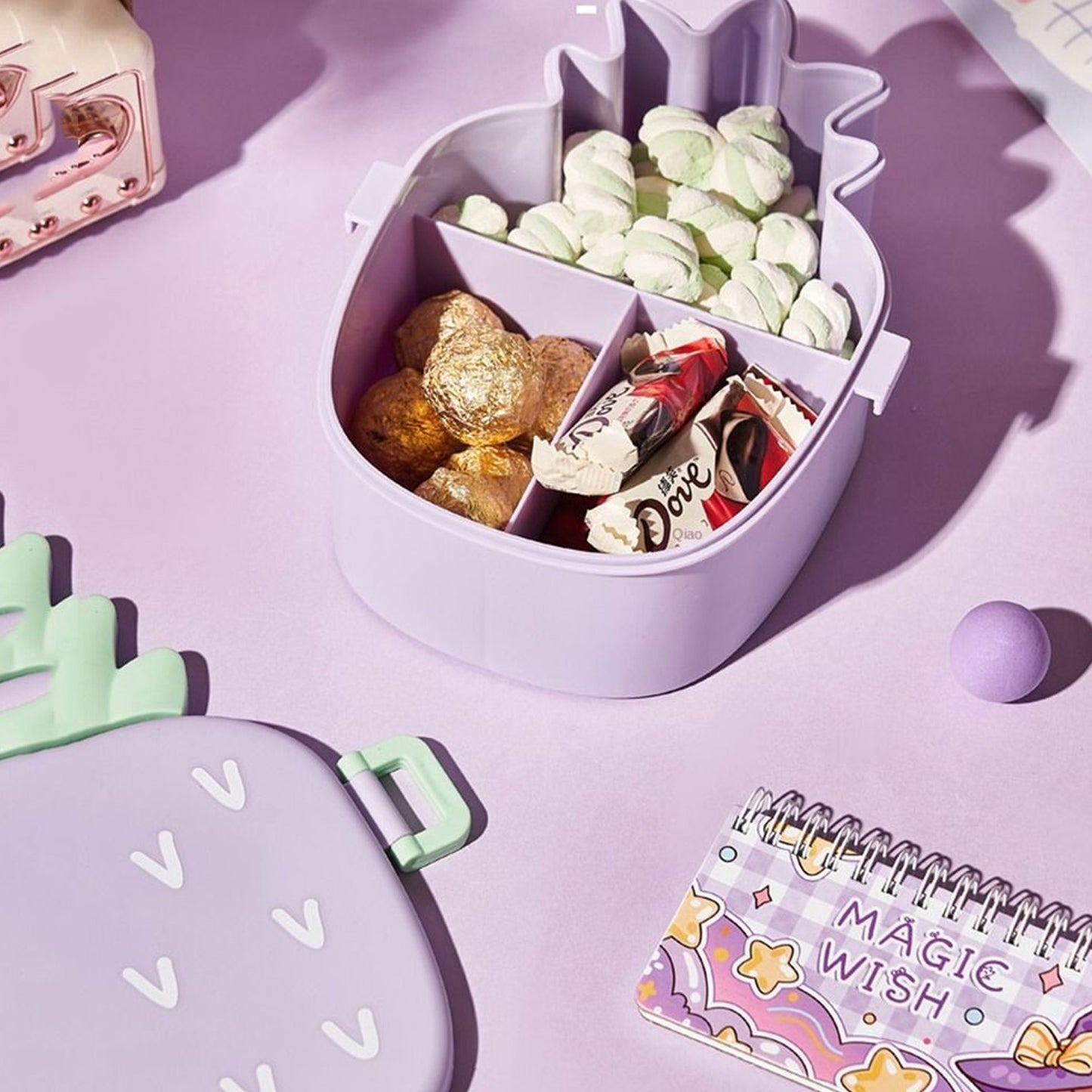 Kids Lunch Box Cute Pineapple Shaped Bento Box With Fork Spoon Snack Candy Container Microwave Portable