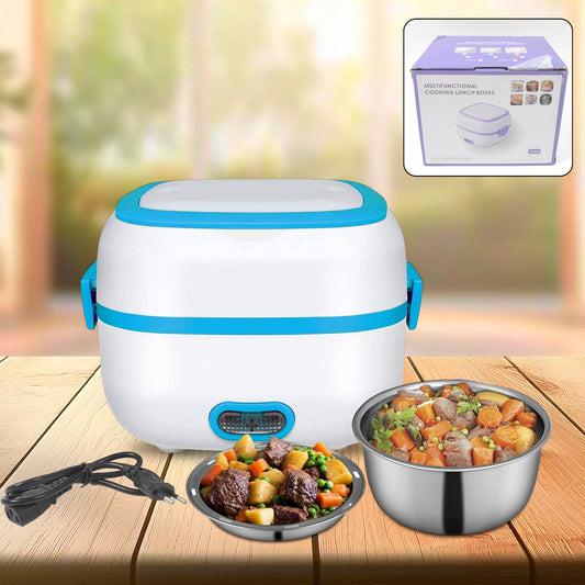 Electric Lunch Box 3 In 1 Heater Cooker Steamer With Stainless Steel Bowls (1 Set)