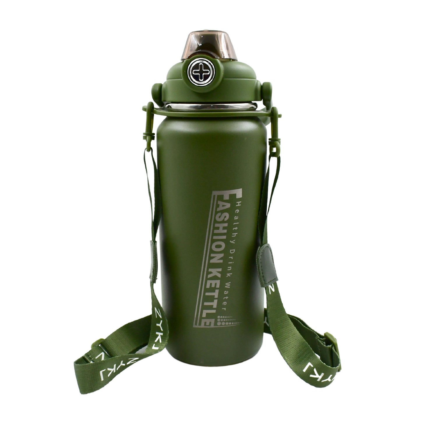 Stainless Steel Water Bottle With Straw Strap Handle (1500ml)