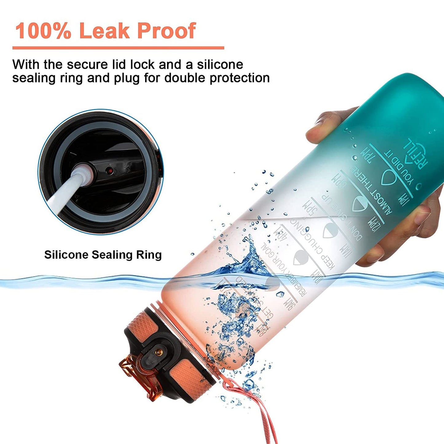 Motivational Water Bottle With Straw