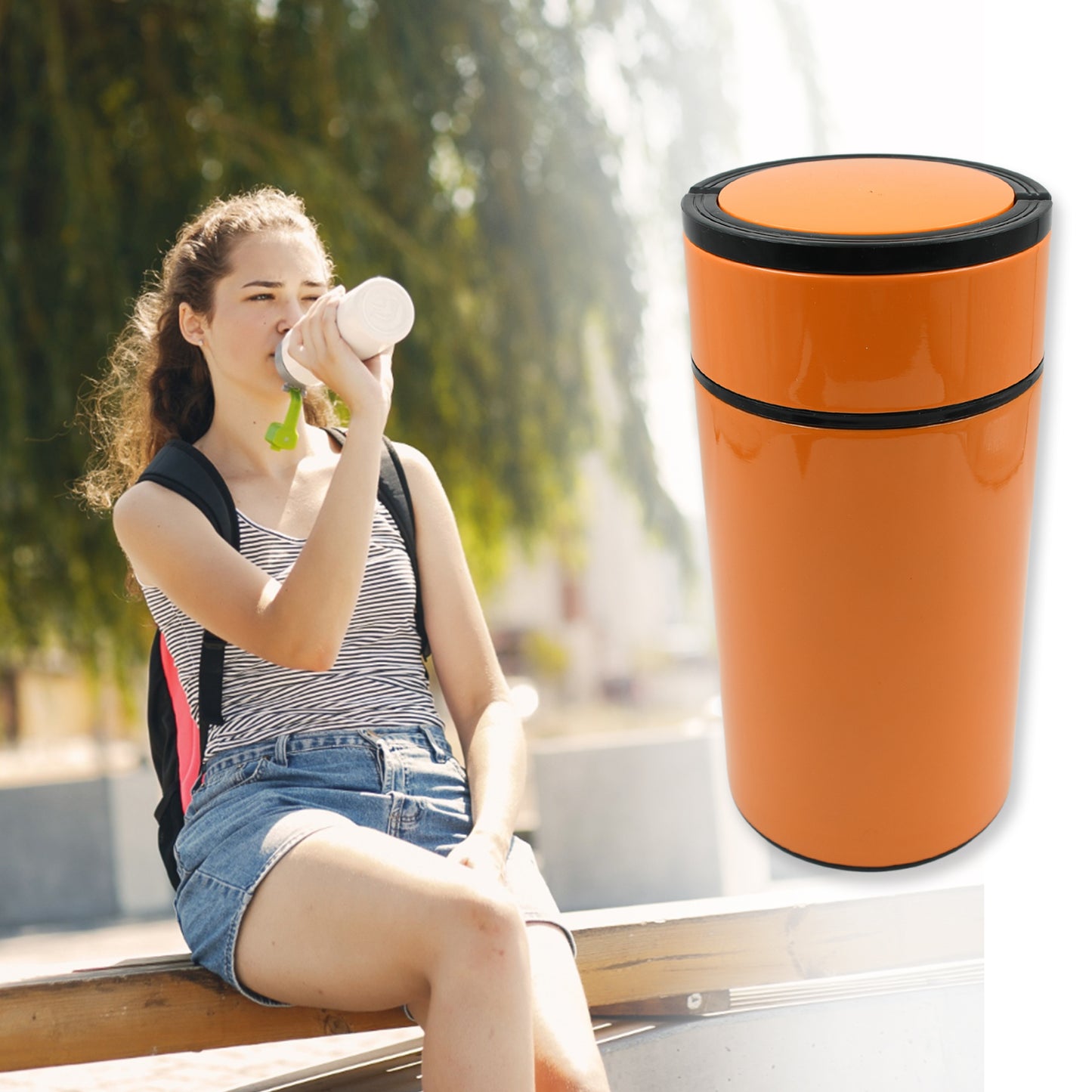 Stainless Steel Water Bottle With Foldable Spoon (1000 Ml)