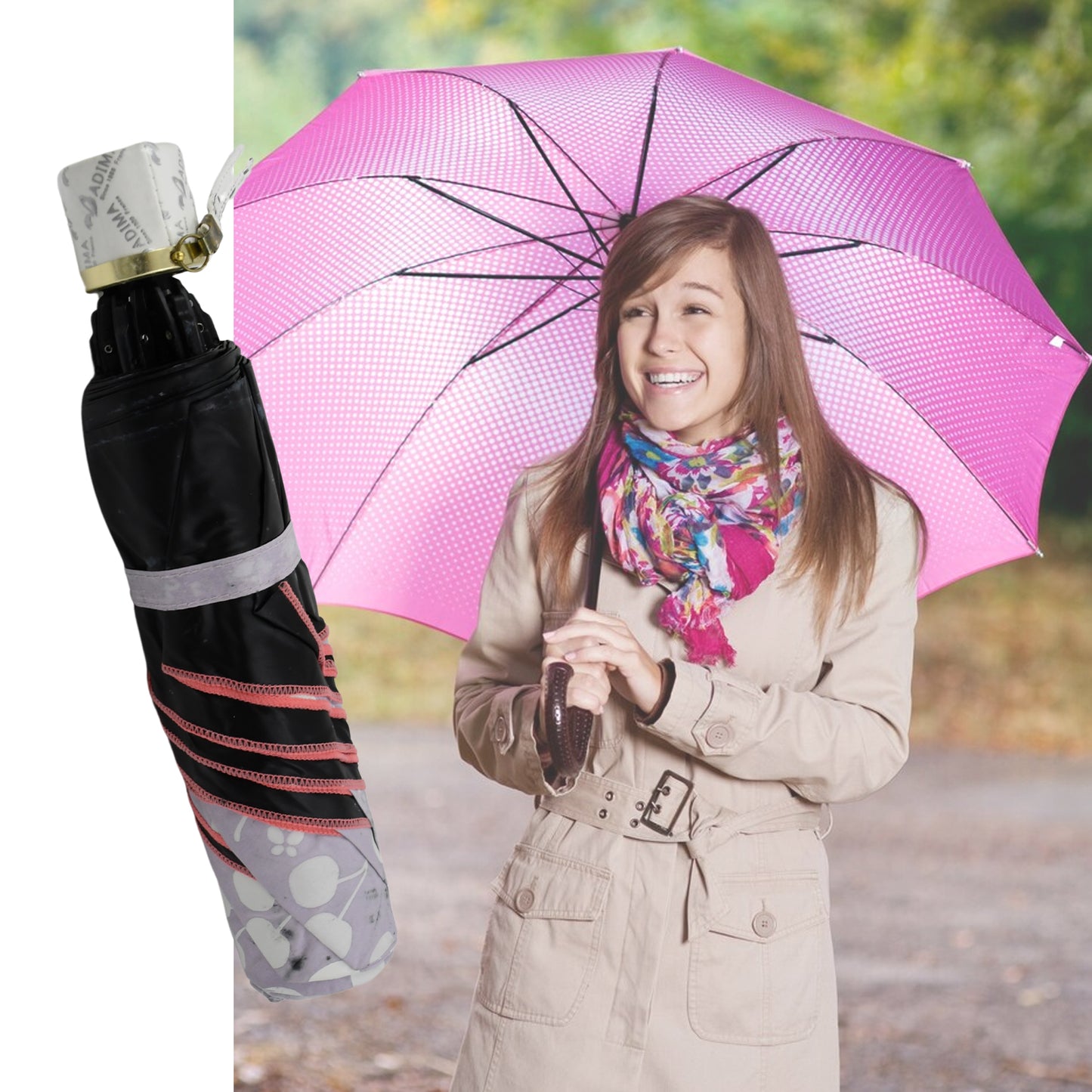 2 Fold Sun Protective Solid Foldable Outdoor Umbrella