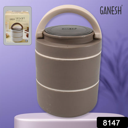 Ganesh Smart Stack 2 Layer Protable Lunch Box Stainless Steel Airtight