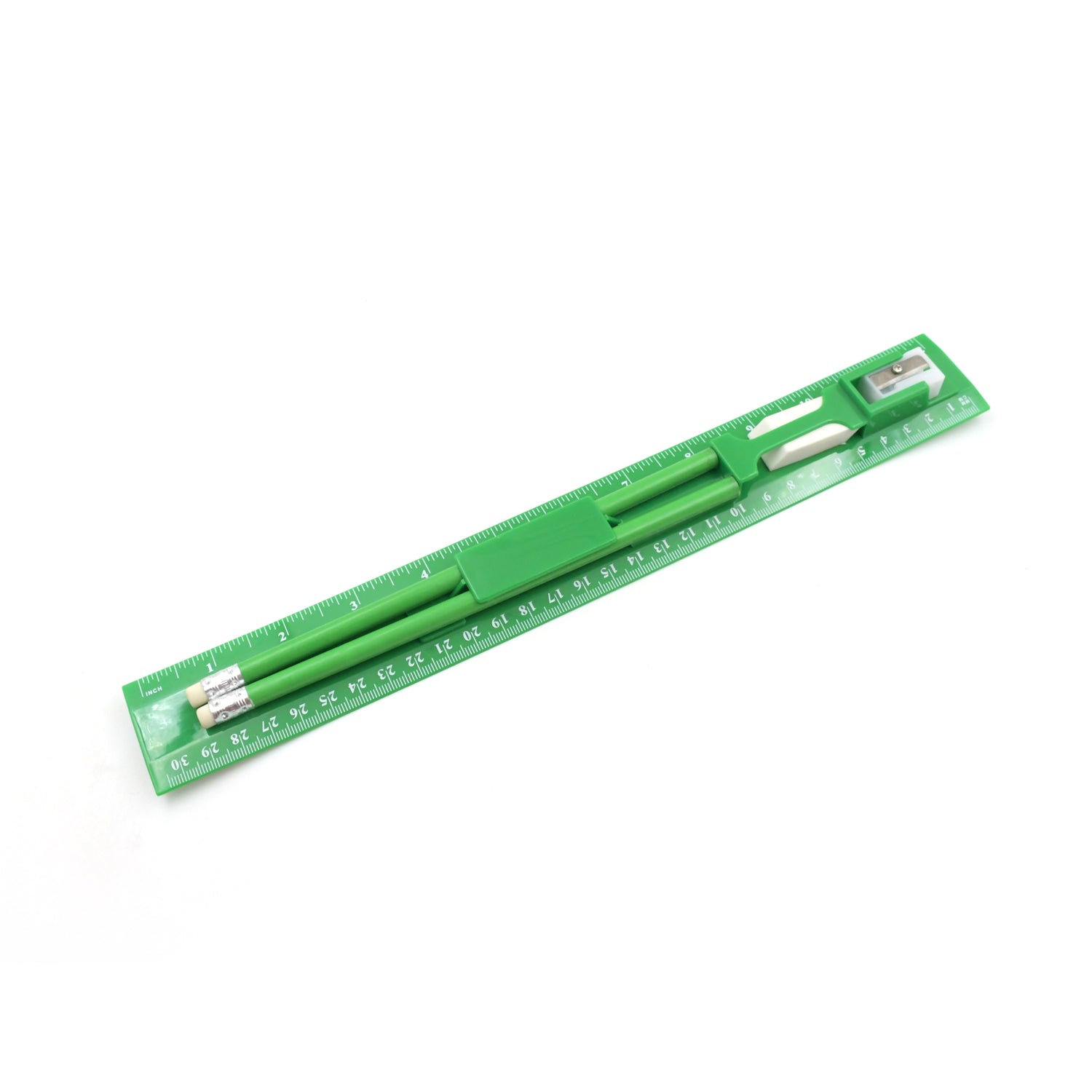 Sharpined Ruler (Ruler 2 Pencils Eraser Sharpener) Stationary Set 5 Educational Item F ...