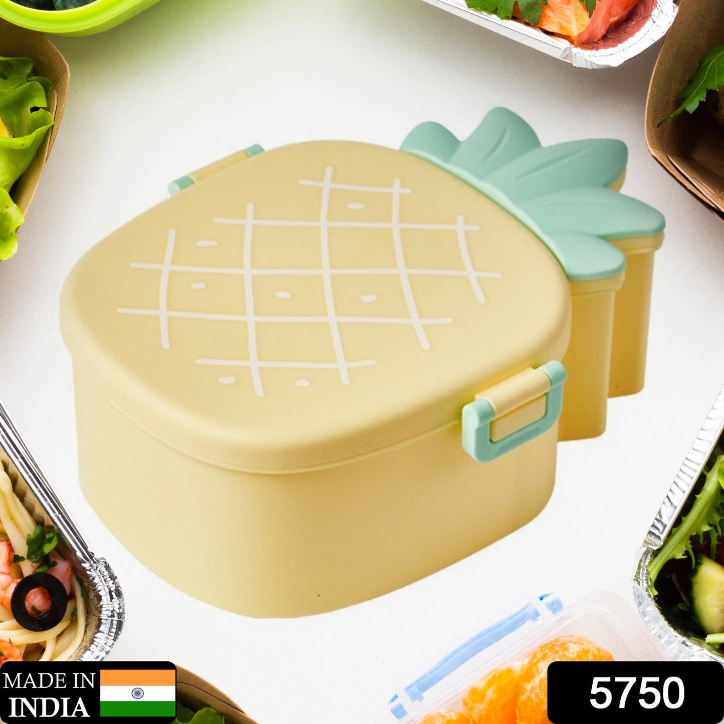 Kids Lunch Box Cute Pineapple Shaped Bento Box With Fork Spoon Snack Candy Container Microwave Portable Office Lunch Box (1 Pc  With Spoon Fork)