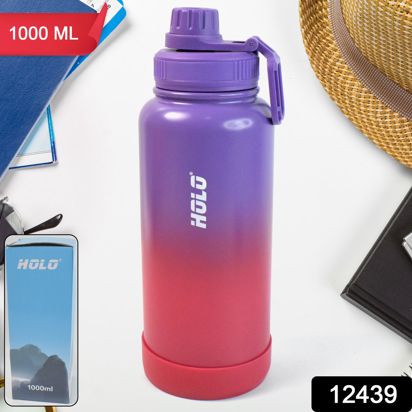 2 Tone Pink Stainless Steel Water Bottle Copper Coated Vacuum (1000ml)