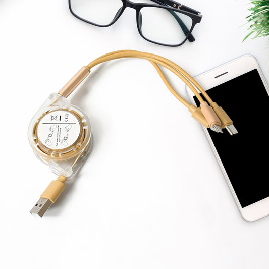 Retractable Charger Charging Cable Micro Usb Cable 3 In 1 (1 Pc)