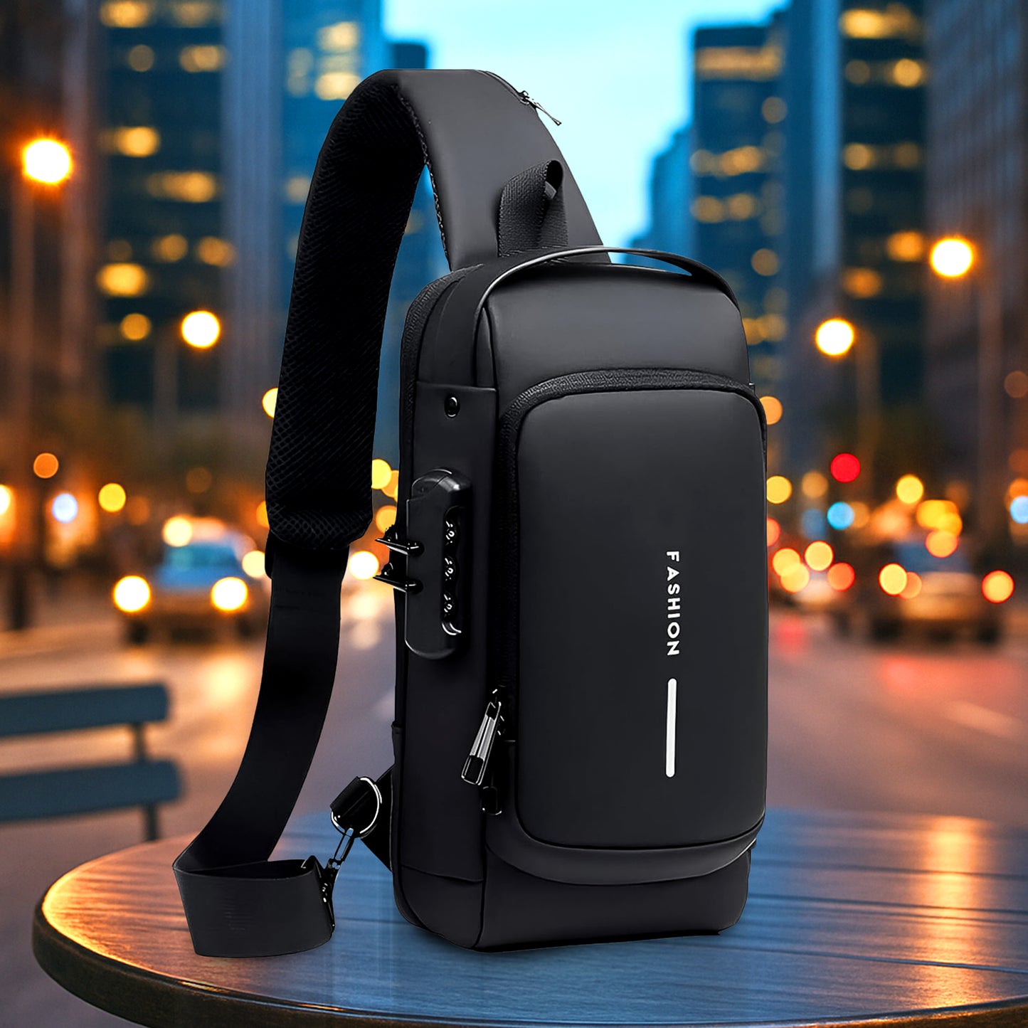 Trendy Anti-theft Crossbody Sling Bag With Usb Charging Port (1 Pc)