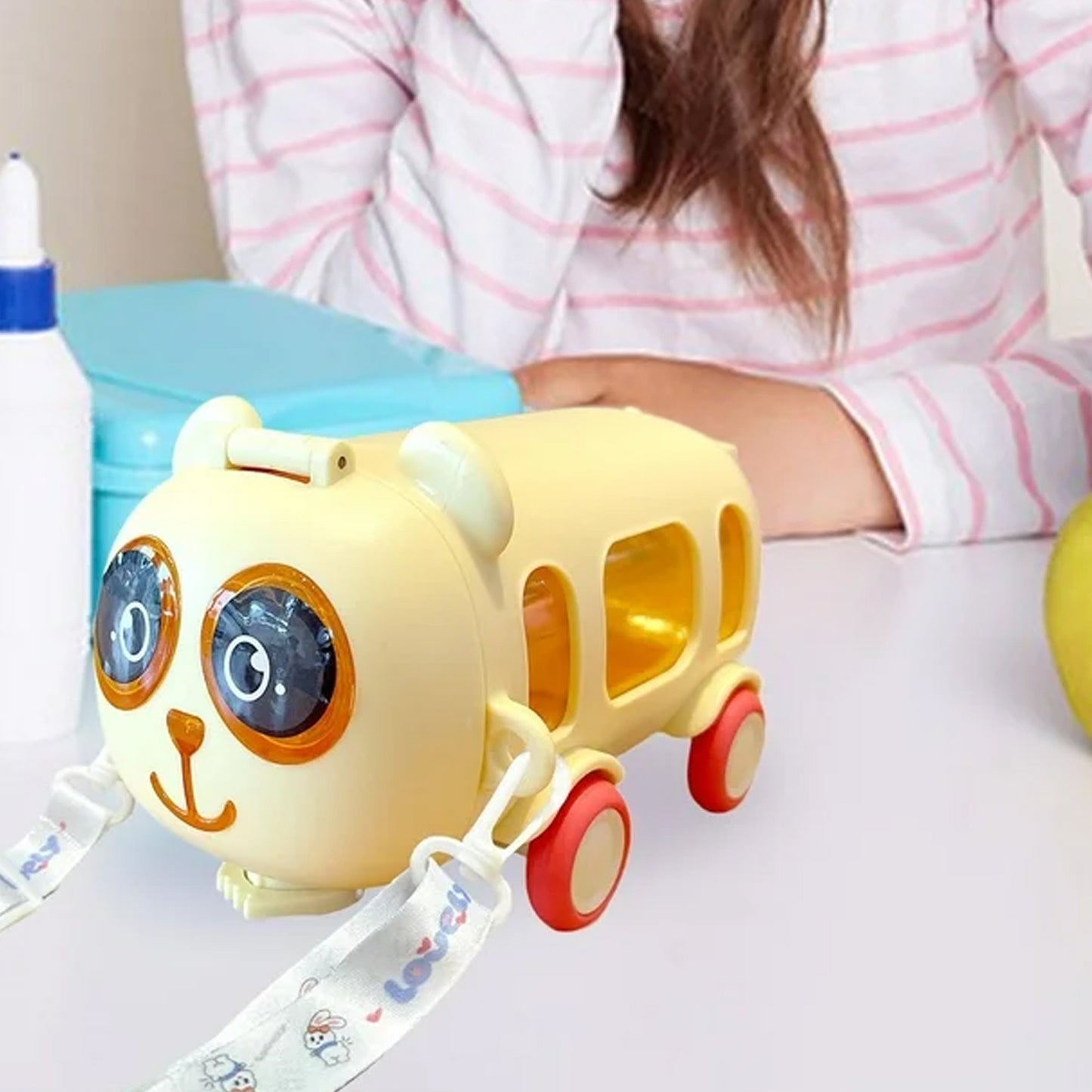Bus Shape Water Bottle For Kids With Strap (500 Ml)