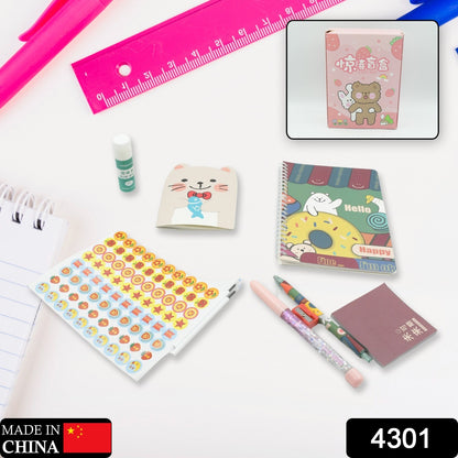 Stationery Kit school Box Book Diary Pen Eraser Sharpner Sticker Pen