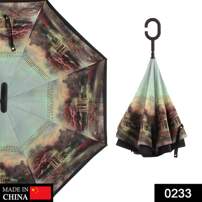 Printed Windproof Reverse Umbrella
