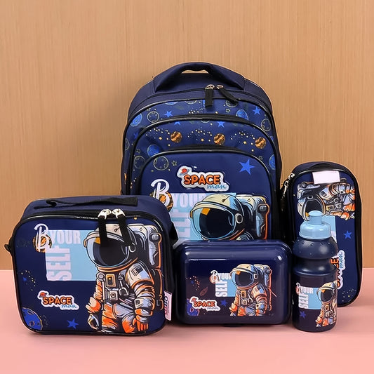 5 In 1 School Bag Includes Lunch Bag 14 Inch School Bags Water Bottle  Pencil Case In Box Packing (1 Set  Mix Color))