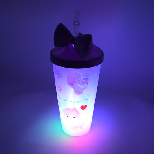 Led Light Unicorn Water Bottle tumbler Mug With Straw
