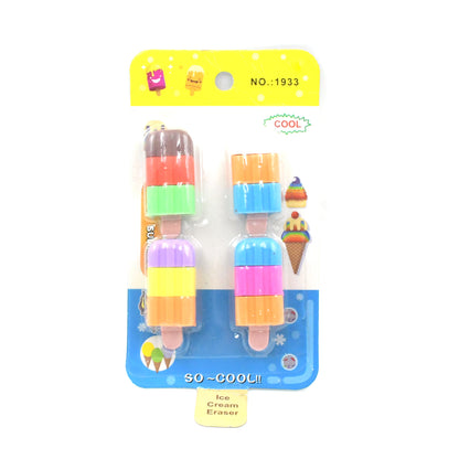 Ice Cream Shape Eraser For Girls  Boys 3d Eraser (1 Set 4 Pc)
