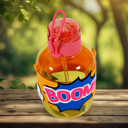 Cute Plastic Water Bottle With Adjustable Shoulder Strap Straw And Rubber Grip Potable Drinking Cup Water Bottle For Kids  Water Bottle  Return Gift For Kids Adults  School Water Bottle (1 Pc  750 Ml)