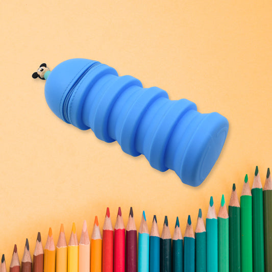 Pencil Case Made Of Silicone Telescopic Pen Holder With Zipper Closure