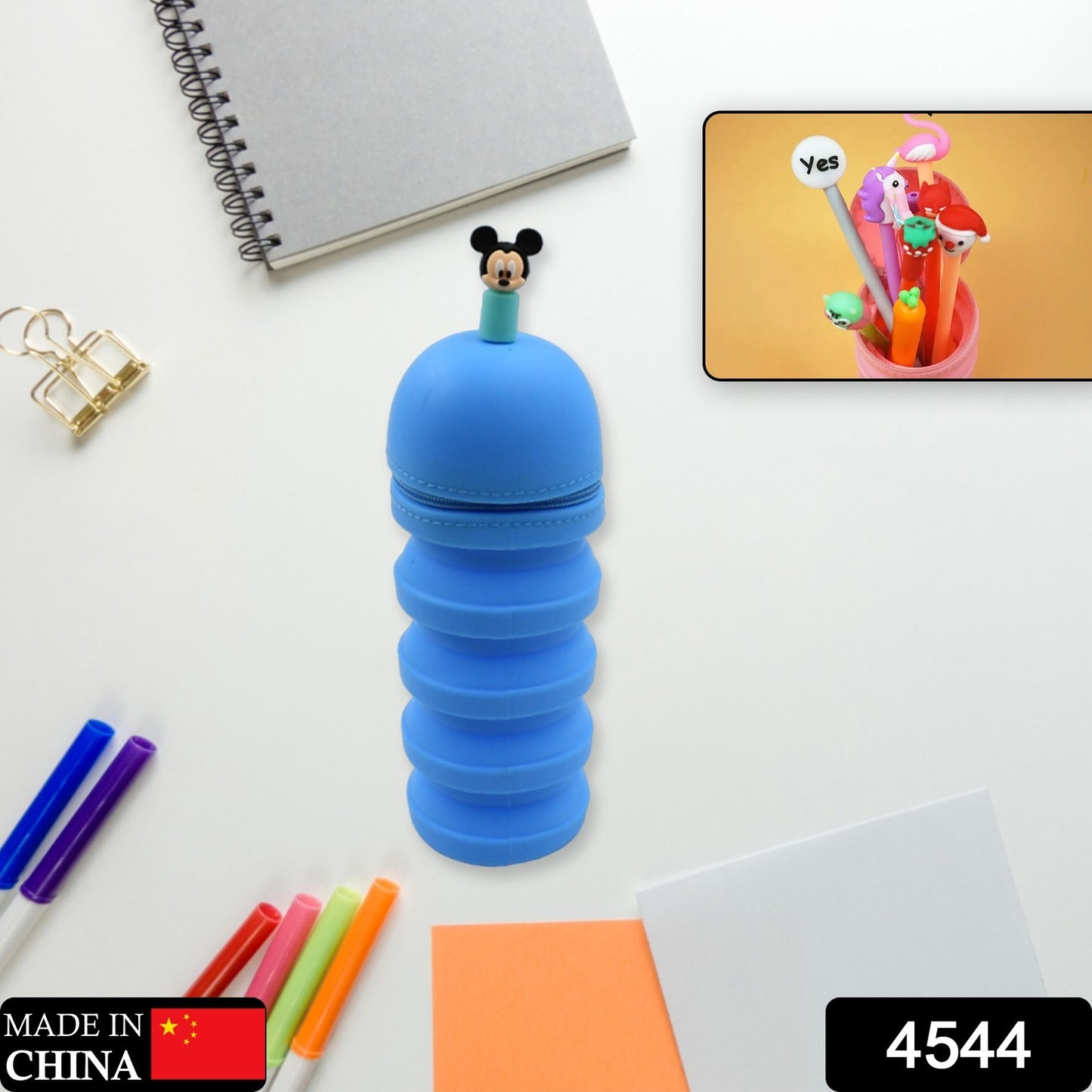 Pencil Case Made Of Silicone Telescopic Pen Holder With Zipper Closure