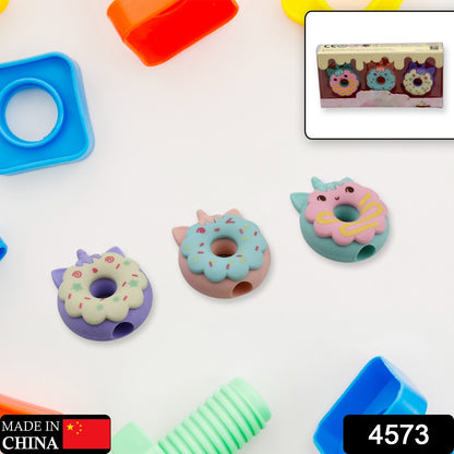 Tree Small Sized Cartoon Themed Non-toxic Donut Erasers School Stationery  For Kids - Boys  Girls  Birthday Gift Return Gift (3pc Set)