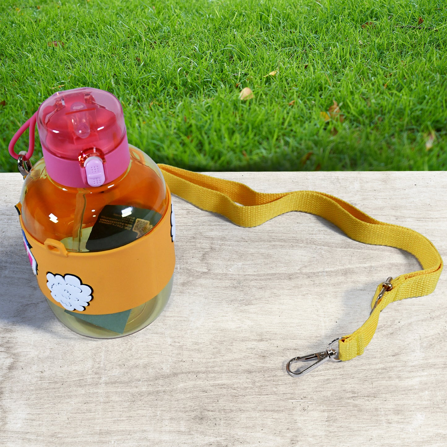 Cute Plastic Water Bottle With Adjustable Shoulder Strap Straw And Rubber Grip Potable Drinking Cup Water Bottle For Kids  Water Bottle  Return Gift For Kids Adults  School Water Bottle (1 Pc  750 Ml)