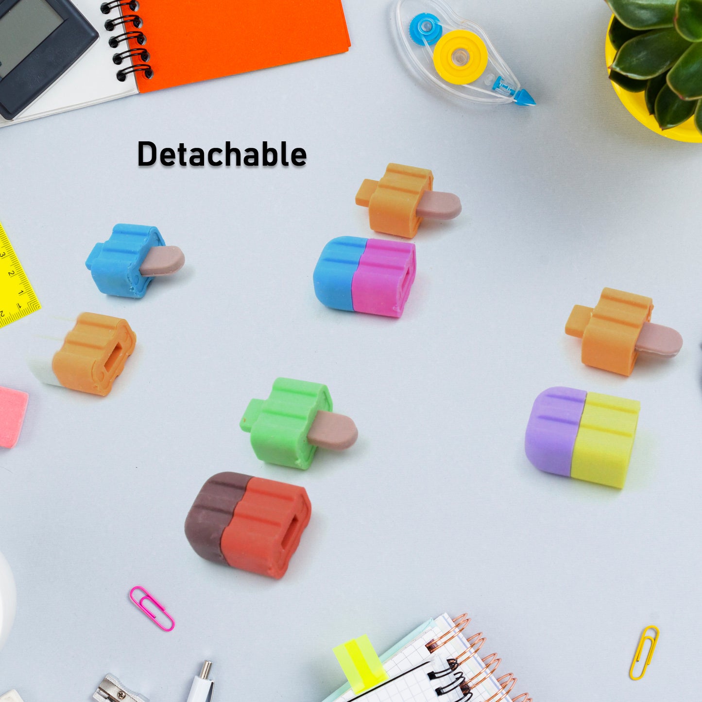 Ice Cream Shape Eraser For Girls  Boys 3d Eraser (1 Set 4 Pc)